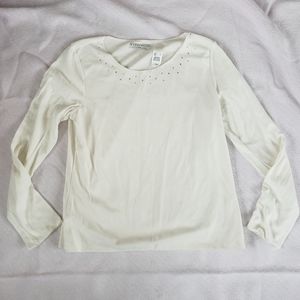 Creamy white suede top with crystal details